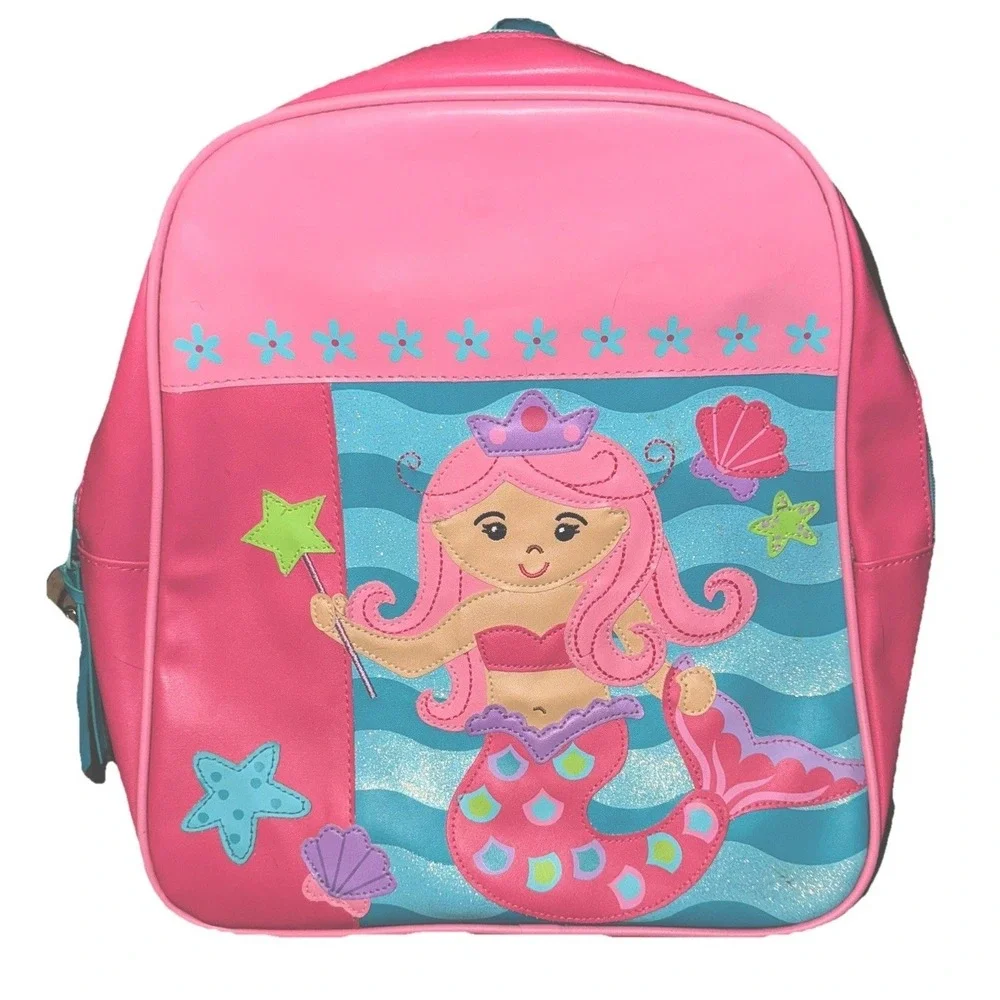 Stephen Joseph Mermaid Backpack Pink Glitter Faux Leather Preschool Cute 13 X 11